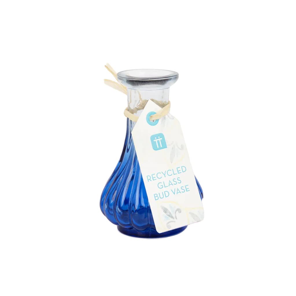 Talking Tables Small Blue Recycled Glass Bud Vase - Small Flower Holder - Table Centrepiece - Image 4