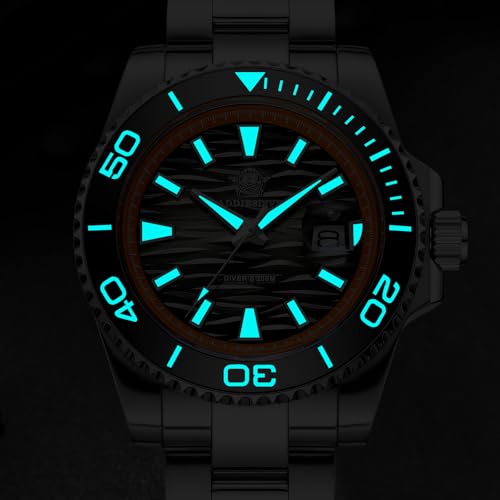 Image of ADDIESDIVE 41 MM Mens Dive Watch 200 M Waterproof BGW9 Luminous Ceramic Bezel Date Display Quartz Analog Wrist Watches Wave Textured Dial