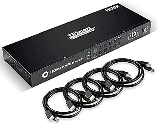 TESmart 8 Port HDMI KVM Switch 4K@30Hz 4:4:4 UHD 8 in 1 out Switcher with Standard USB 2.0, Switching via IR Remote Control&RS232/LAN Port&Auto-Scan, etc with Rackmount 4 ×5ft/1.5m KVM Cable