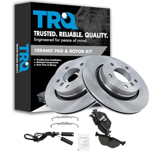 Image of TRQ Rear Ceramic Brake Pad and Rotor Set | For 00 BMW 323Ci 01-06 325Ci 01-05 325i 294mm Rear Rotors Models