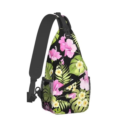 Hawaiian Flower Sling Backpack Sling Bag for Women Men Travel Hiking Chest Bag Daypack for Travel Sport Running2
