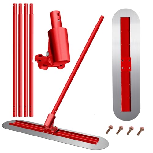 48x 12Fresno Concrete Trowel Concrete Bull Float Finishing Tools Round End Stainless Steel Trowel Board with Extension Rod Concrete Finishing Tools Kit