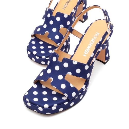 Image of ROSERWISH Heels for Women Chunky Block Platform High Heels Square Open Toe Strappy Heel Sandals Wedding Party Prom Fashion Slingback Dress Pump Sandals Shoes