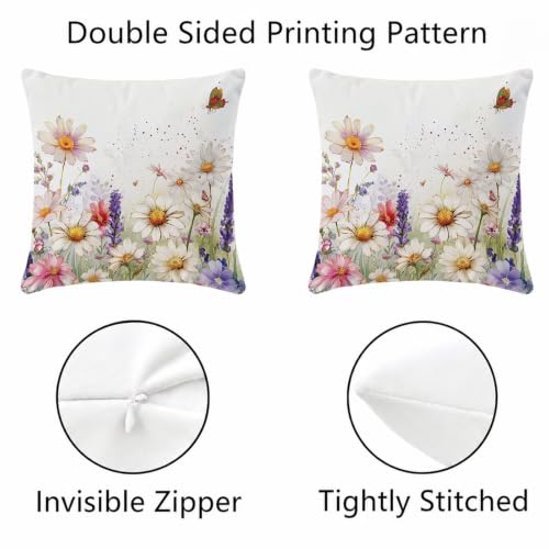 Housses coussin velours decoratif fleurs sauvages de haute qualite - 7