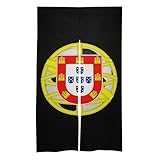 Portugal Emblem Football Noren Doorway Split Shower Curtain Long Type Window Treatment for Privacy Partition Divider