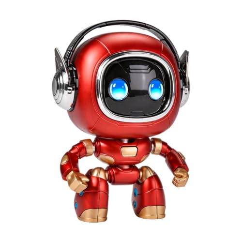 Tiodei AI Desktop Robot, Humanoid Emo Interactive Robot Pet for Adults, Smart Companion Desk Robot for Office, Cool Tech Gift for Long Distance Relationship（Red）