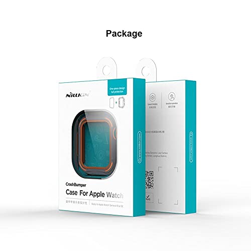 Image of Nillkin Case for Apple Watch iWatch 44mm 44 mm Series 4 /5 / 6 / SE Crash Bumper Full Coverage Case PC + TPU Anti Shock with Screen Glass 6 Layered Protection & Cutouts Black