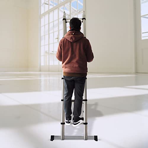 5M 16.5Ft A Frame Telescopic Folding Ladder Stainless Steel Extendable Extension Foldable Portable Steps Ladders Indoor Outdoor 330Lbs Load Capacity #TOP7