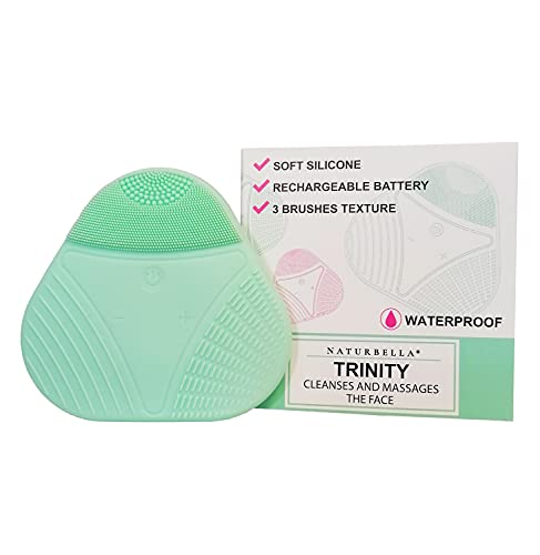 TRINITY, Dispositivo Elettrico per la Pulizia e il Massaggio del Viso, in Silicone, Massaggio Esfoliante, Ricarica Usb, Waterproof, Spazzola Viso, Diverse Intensità