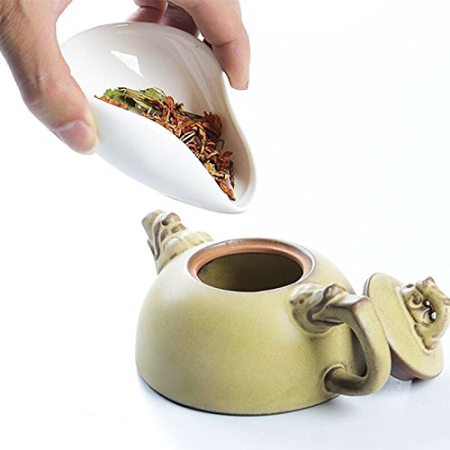 Miniatura 5 de Lwxljmjzc-Recipiente De Té Cha He De Porcelana Blanca De 11x4cm, Bandeja De Pesaje De Granos De Café, Presentación De Té De Hojas Sueltas, Accesorio De Té, Cuchara De Té