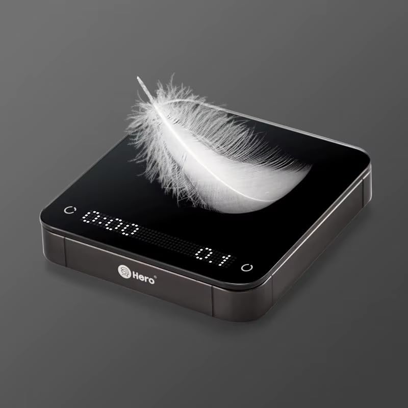 Hero Electronic Coffee Scale, with Countdown Timer, 3KG, Accuracy 0.1 g USB Rechargeable, Mirror Waterproof (Black)