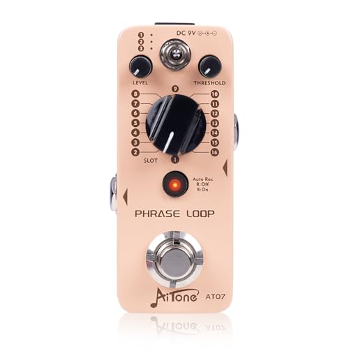 AITONE Looper Pedal Electric Guitar with Ultra-long 480 Minutes Looping Auto Recording Mode 3 Saving Banks and 16 Slots Per Bank (AT-07)
