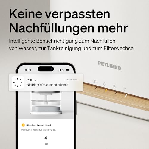 PETLIBRO Upgrade Katzenbrunnen - Kabelloser Trinkbrunnen für Katze mit App-Überwachung, 3L/101oz Dockstream 2, Edelstahlablage, 5GHz WiFi… – Ansicht 8