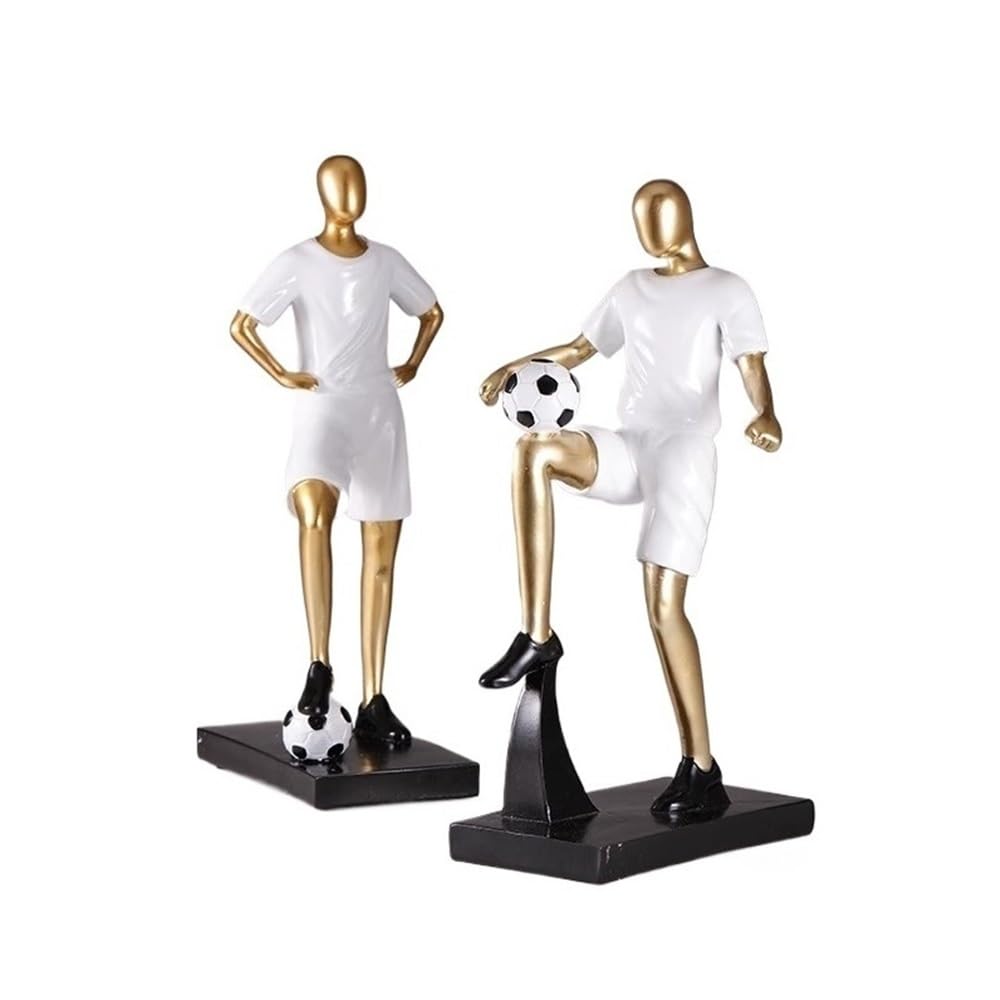 DFHS46JK Table Decorations 2-pack Office Desktop Living Room Home Decorations Creative Resin Figure Football Ornaments Art Statue
