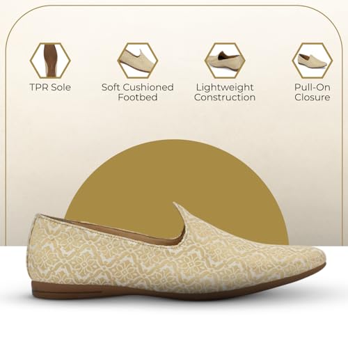Image of San Frissco Men's Embroidered Mojaris Casual Slip-On Shoes | Soft Cushioned Footbed Insole with TPR Sole | Stylish Lightweight Jutti Perfect for Party Weddings Festive Season