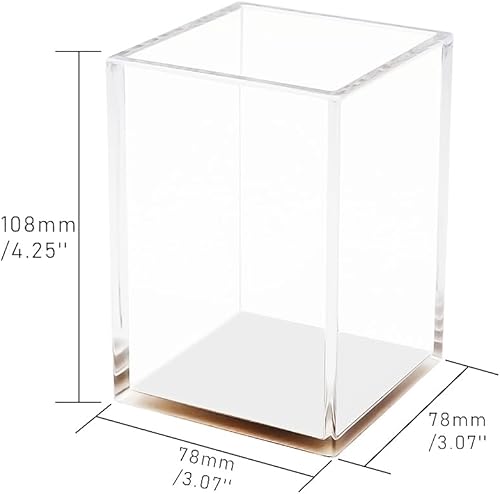 Miniatura 2 de Mogoostry Portalápices de acrílico transparente, bonito soporte para brochas de maquillaje, contenedor de almacenamiento plateado, organizador de