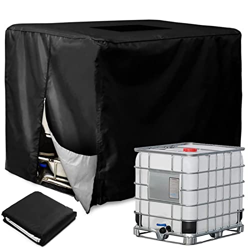 Water Tank Protective Cover,for 1000L IBC Container Cover,420D Thicken Oxford Cloth,Silver Coating Inside Waterproof Dustproof with Zipper on 0ne Side (1000L)