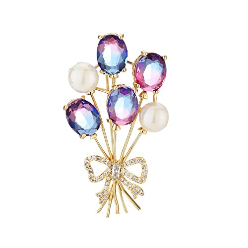 Image of Austrian Crystal Brooch Sparkling Rhinestone Brooch 18k Gold-Plated Birthstone Lapel Pin Jewelry Birthday Gifts for Women