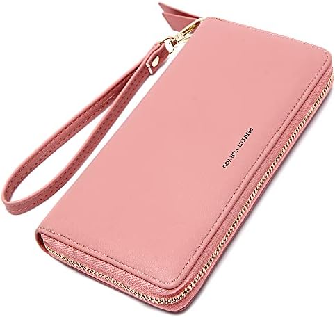 VOCUS Womens Wallet RFID Blocking Zip Around Wallet PU Leather Large Travel Long Purse Credit Card Holder with Wristlet