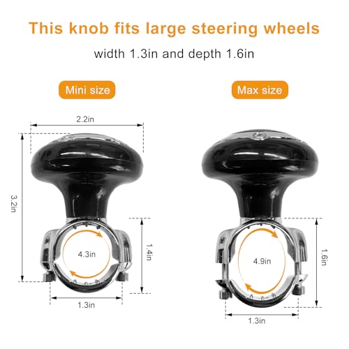 NYTKL Steering Wheel Knob Spinner, Vehicle Power Handle Spinners Ball for Effortless Spinning, Universal Steering Wheel Suicide Knob for Truck Semi Tractor Boat, Car Accessories