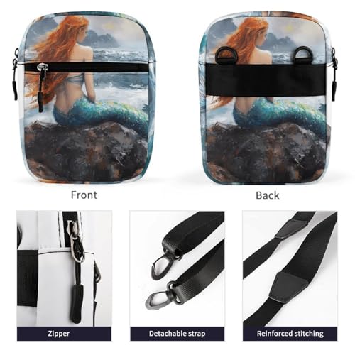 Mermaid Storm Sea Rocks Mini Crossbody Bag Anti-Theft Side Shoulder Bags Messenger Bag Unisex3