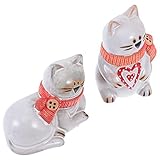 LIFKOME 2piezas Figuritas De Gato De Cerámica Adorno De Suerte Chino para Decoración del Hogar y Oficina para Bares Restaurantes y Fiestas