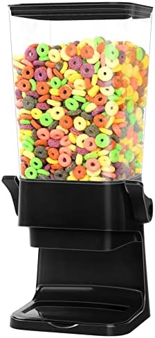 Mivvosakuki Cereal Dispenser Countertop Dual Dry Food Dispenser Large Cereal Containers Storage Organizer Dispensador De Cereales Candy Machine Rice Dispenser For Snack,Nuts, Granola(Black,1PC)