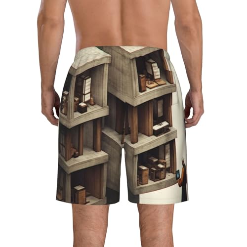 Suspended Space Men's Beach Pants-Quick-Dry & Comfortable Mens Beach Shorts for Men, Perfect for Surfing and Everyday Wear White3