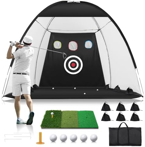 Golf Net: 10x7FT Nylon Golf Practice Net for Backyard Driving, Ch...