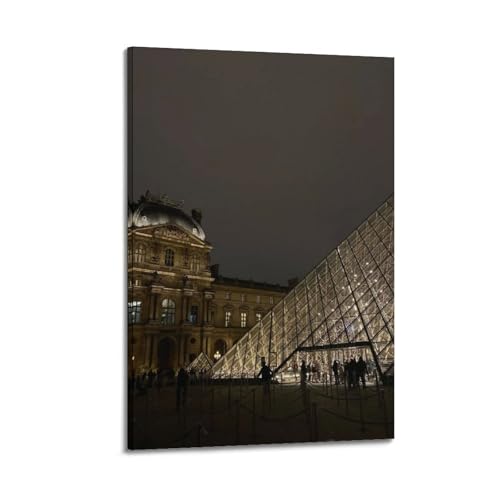 Décoration Louvre vue nocturne affiche toile esthétique cadre salon chambre 30x45