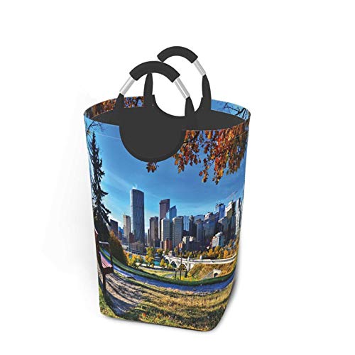 Wäschesack,City Autumn Park In Calgary Drucken,Großer faltbarer Wäschekorb,zusammenklappbarer Wäschekorb,zusammenklappbarer