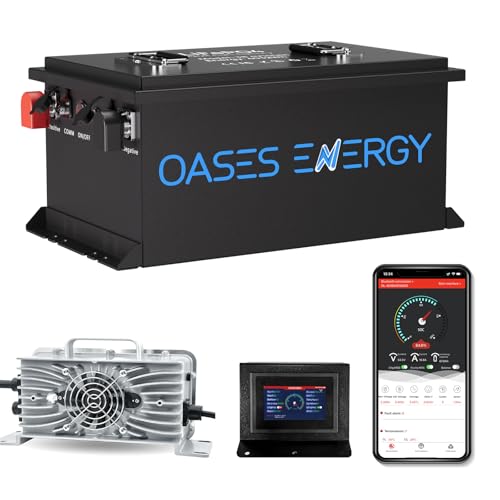 Lithium Golf Cart Battery 36V 105Ah, Built-in Smart 250A BMS, with Touch Monitor & Mobile APP, 4000~15000 Cycles, Rechargeable 38.4V LiFePO4 Battery With 20A Charger, Perfect for Golf Carts