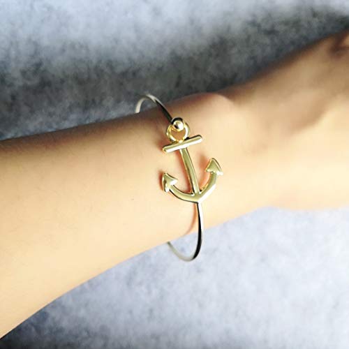 Noumanda Women's Nautical Jewelry Sailor's Anchor Easy Open Hook Bracelet Bangle (Gold) #TOP4