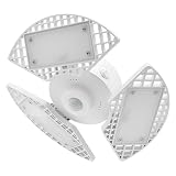LUXRITE LED Garage Light 80W, 8000 Lumens, Deformable LED Garage Lights, 5000K, 3 Panel Garage Light, E26 Screw in Base, Adjustable Light, Damp Rated, ETL