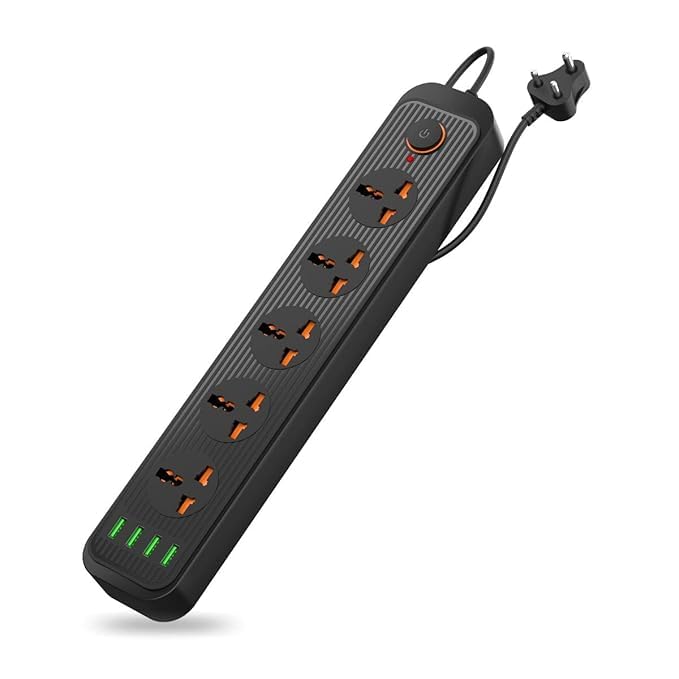 ALI SHIPPING Power Plate 6 with 4 USB Port + 5 Power Sockets Extension Board, 2500W Power Converter, Cord Length 3Mtr-image-26