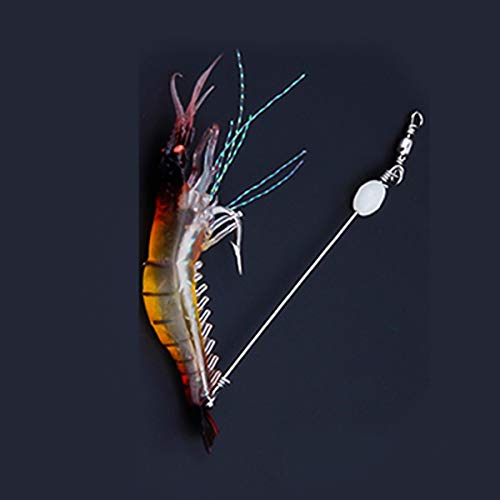 Kit C/ 3 Iscas Artificiais Pesca Esportiva Camarão de Silicone 7,5cm 6,6 gramas com Anzol 6/0 Alto M