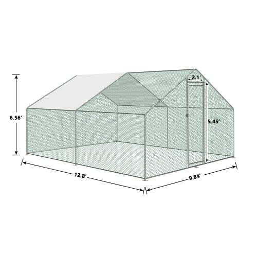 Hittite 1.26'' Tube Chicken Coop Run Large Metal Chicken Coop, Outdoor Walk In Chicken Coop Cage, Heavy Duty Spire Shaped Duck Chicken Hen House Outdoor Chicken Pen With Waterproof & Anti-Uv Cover #TOP5
