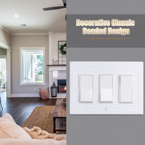 Placas de pared de metal con relieve de cuentas elegantes para interruptores clásicos 8