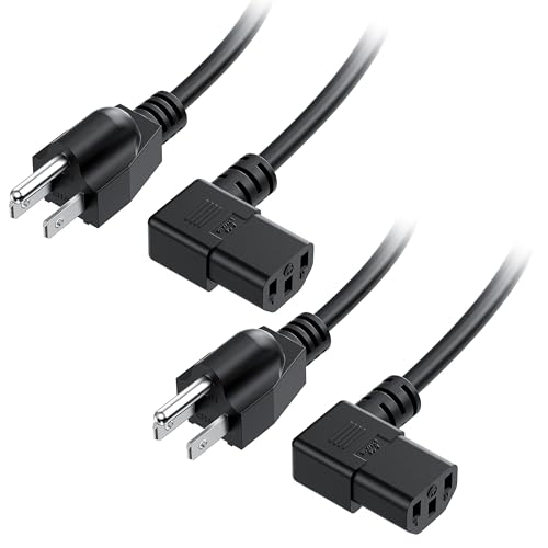 Cable Matters 2-Pack 16 AWG Right Angle Power Cord 6ft Black