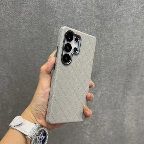 Étui en cuir Galaxy S23 Ultra S24 S25 Plus gris avec dragonne de protection