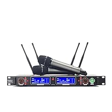 WIRELESS DESIGN: Professional-Grade UHF Dual-Channel UHF Wireless Microphone System adopts advanced dual-chip true diversity wireless technology to effectively maintain signal stability and improve range, reliability and scalability. 540.0-590.0MHz (...