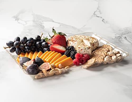 Plastic Serving Trays 9" X 13" Rectangle Serving Platters 4-Pack Gold Glitter Party Tray Durable Serving Platter - Disposable Serving Food Tray - Rectangular Cake, Fruit, Cookie Tray - Posh Setting #TOP1