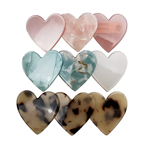 JIRIS 3 PCS French Design Hair Barrette Heart Shell Celluloid Rectangle Hair Clips for Women