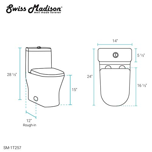 Swiss Madison SM-1T257 Sublime Ii Compact 24 Inch Length One Piece Toilet Dual Flush 1.1/1.6 Gpf thumb #7