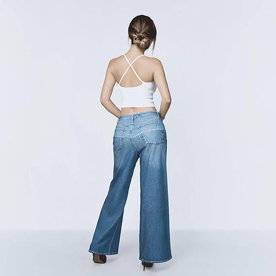 French Terry Sweatpant Jeans Denim Sweat Pants Look Like Jeans Baggy Wide Leg Stretch Pants Jeggings for Women Trendy - Image 6