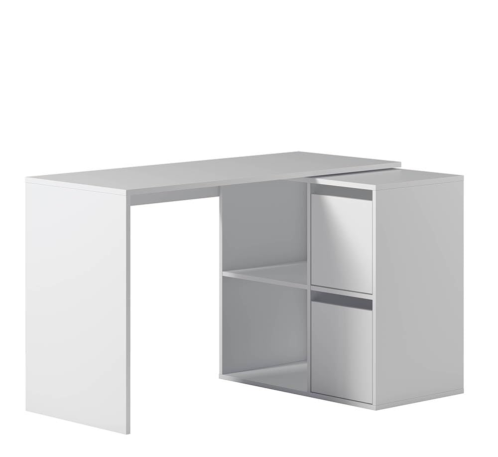 Arreditaly Scrivania Multiposizione Angolare O Dritta Reversibile Con 4 Ripiani Chiusi Vani A Giorno Ufficio Studio Casa Gaming Design Moderno Minimal 152 x 49 x 74 Cm Bianco