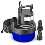 AgiiMan 1/2HP Submersible Water Pump, 2200GPH Portable Sump Pump for Pool Draining, Pool Cover Pump with 25FT Power Cord for Basements, Pool, Fountains, Hot Tub, Garden, Blue