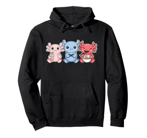Anime Lover Axolotl Bubble Tea Ramen Nouilles Kawaii Gamer Sweat à Capuche