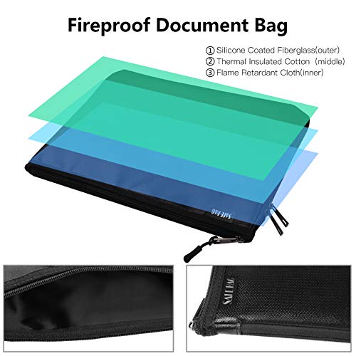 Mingzhe Saco de dinheiro seguro à prova de fogo Saco de documentos expansível resistente ao fogo e à