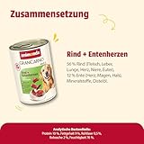 animonda GranCarno Hunde Nassfutter mit Rind + Entenherzen (6 x 400 g), getreidefreies Hundenassfutter ohne Zucker, für ausgewachsene Hunde, mit frischen fleischigen Zutaten